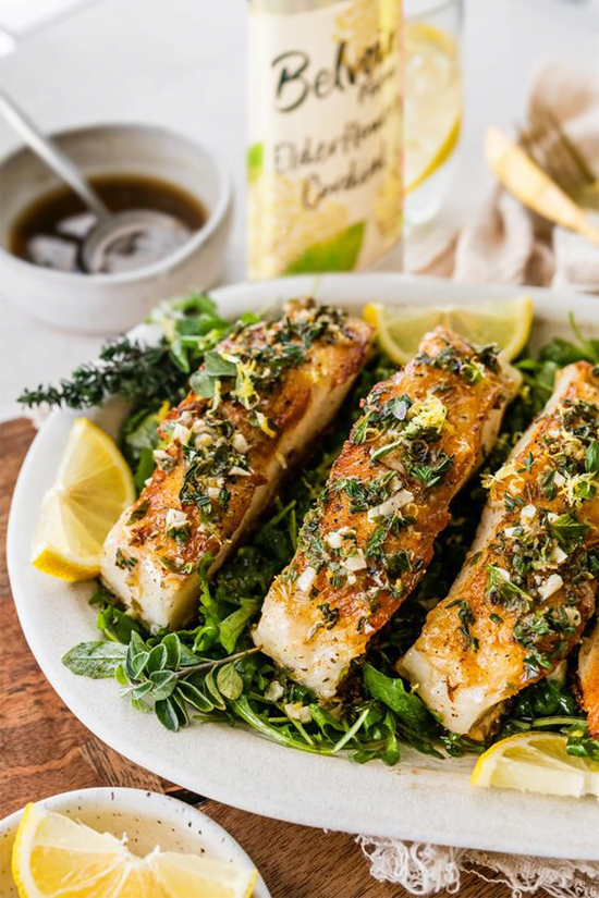 Elderflower and Lemon Sea Bass