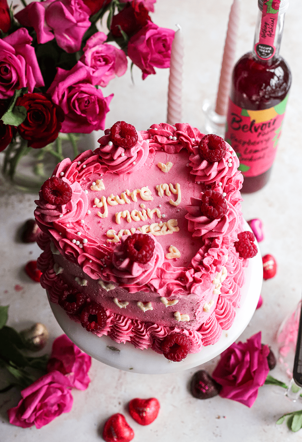 Raspberry and Lemon Vintage Heart Cake