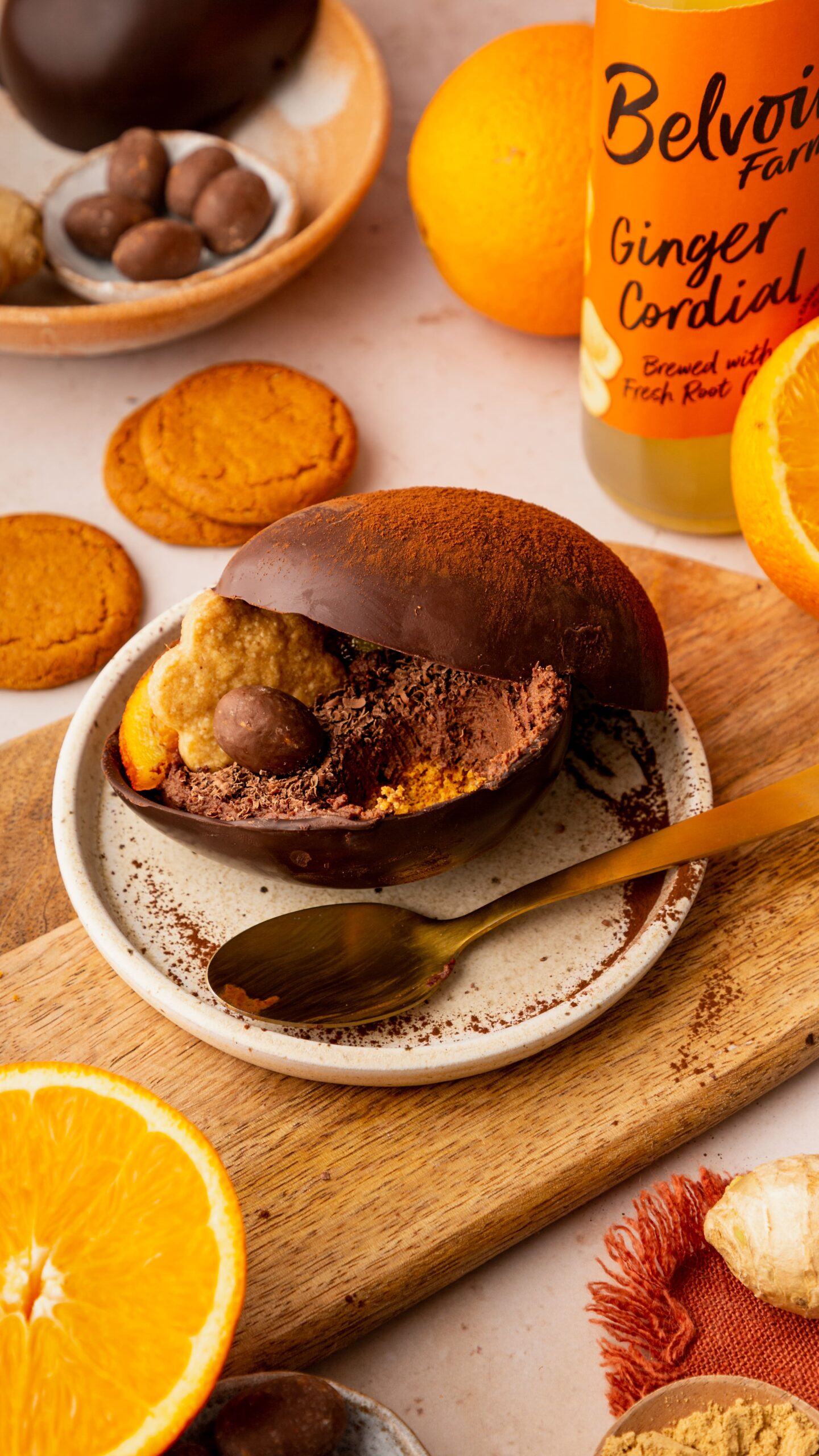 Chocolate, Orange and Ginger Easter Egg Cheesecakes