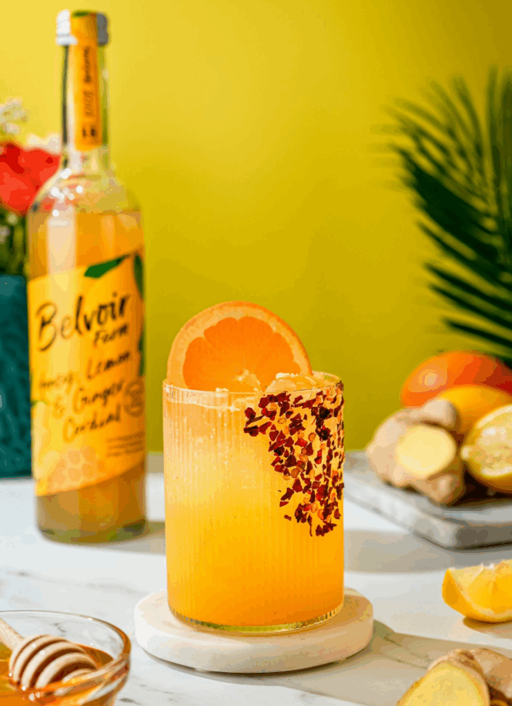spicy honey, lemon and ginger mocktail