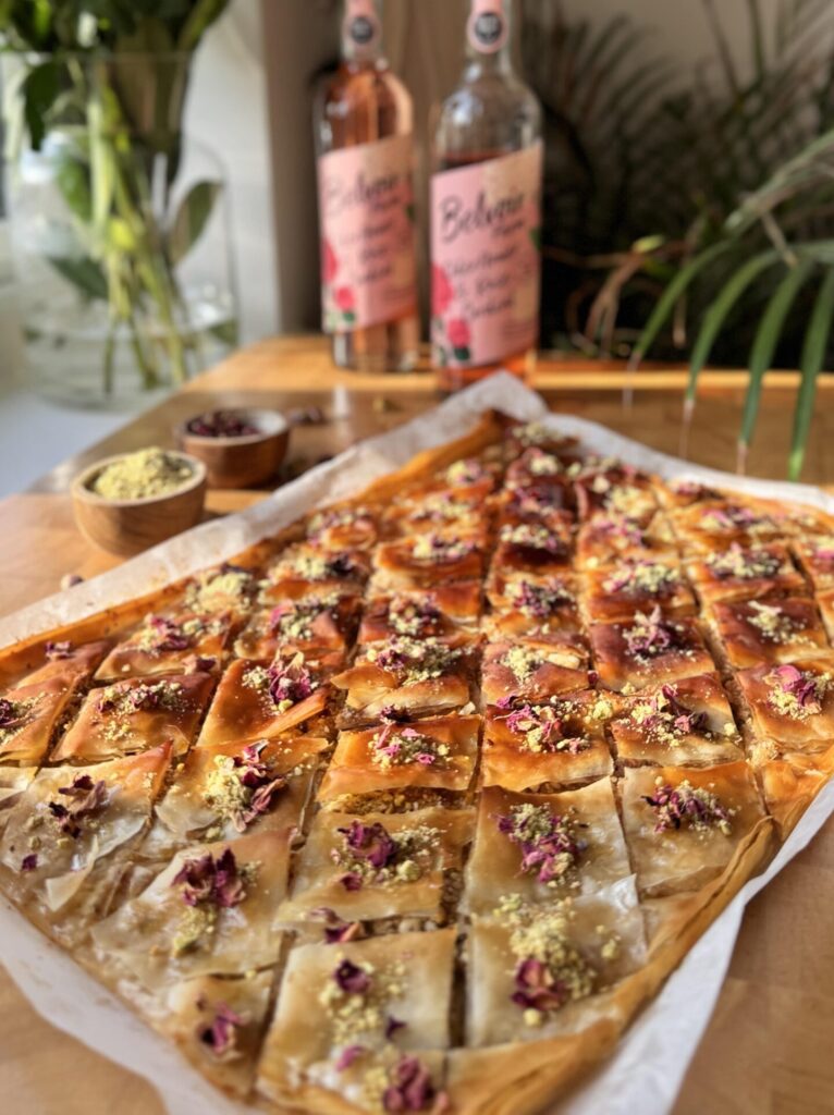 Pistachio, Elderflower and Rose Baklava