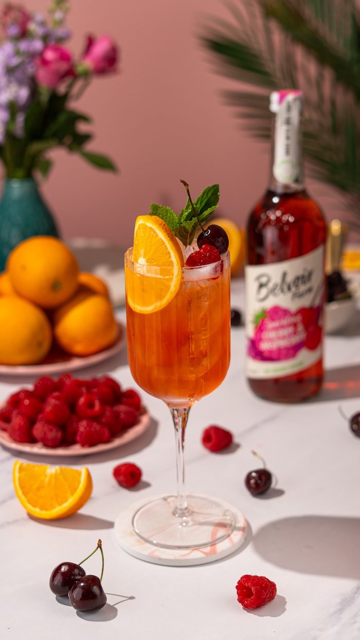 Cherry and Raspberry Aperol Spritz 
