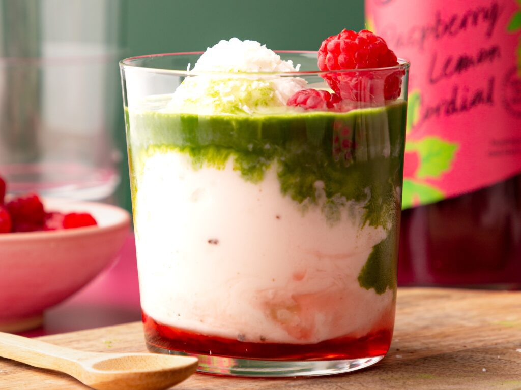 Raspberry and Coconut Matcha Slushie