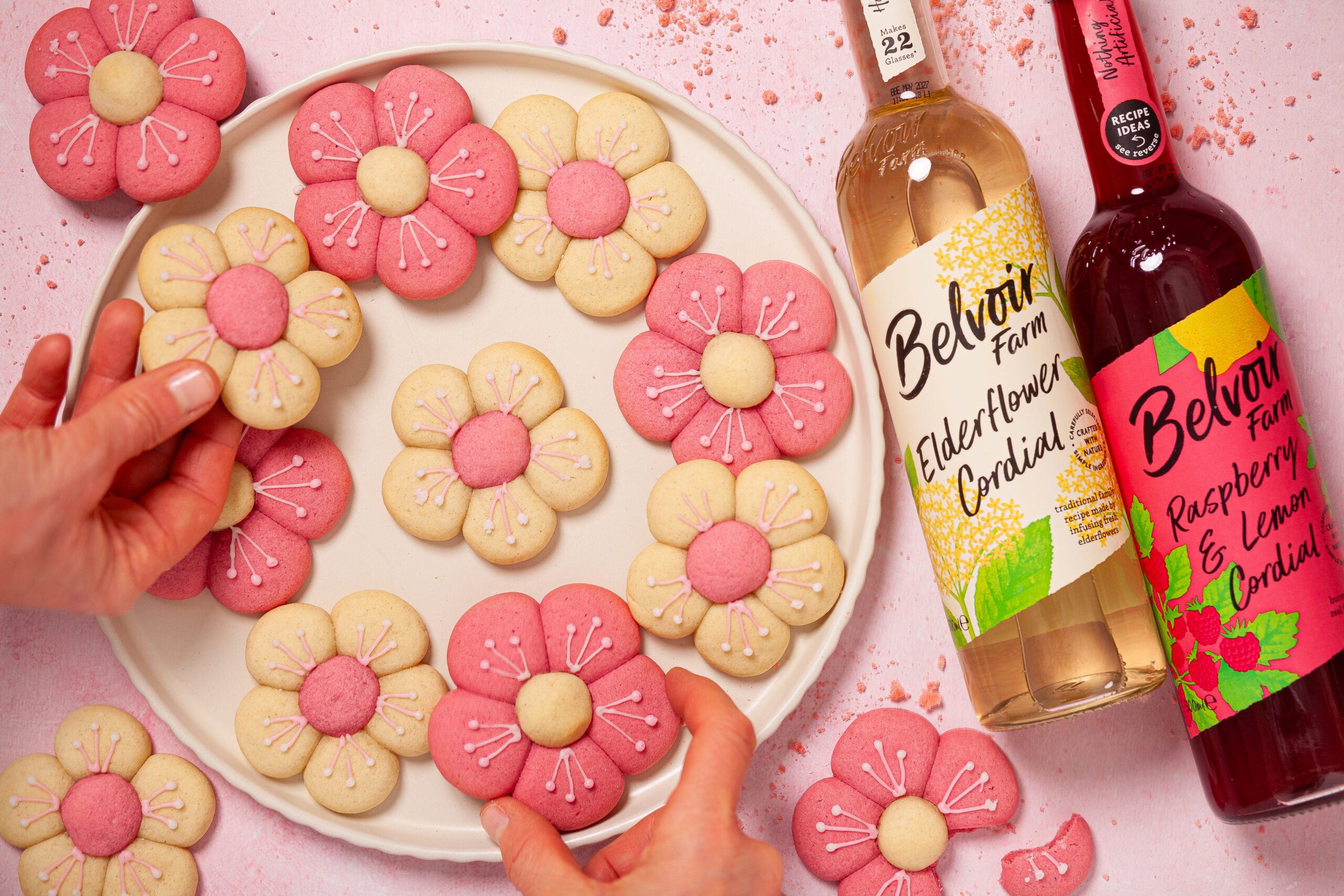 Elderflower and Raspberry Flower Cookies